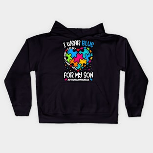 I Wear Blue For My  Autism Awareness Month For Mom Kids Hoodie